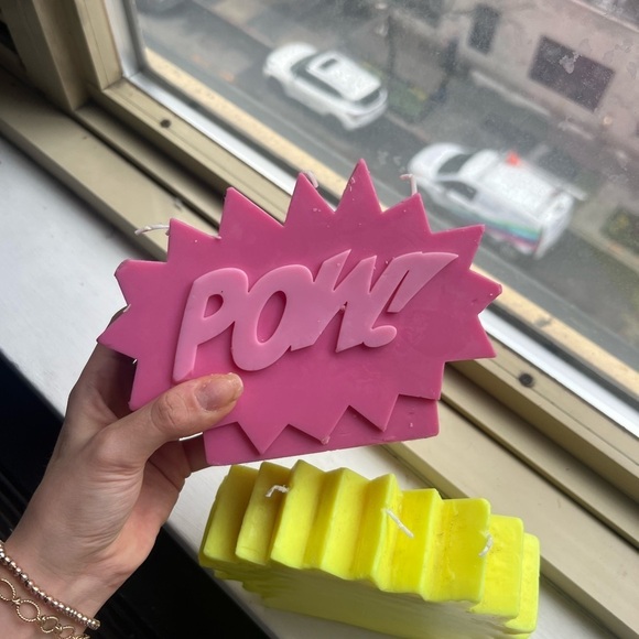 Pink and Yellow Pop Art Candles - Picture 4 of 5